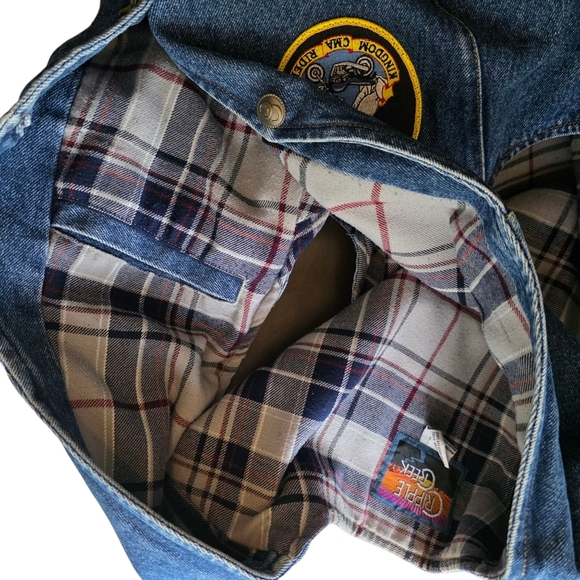 Cripple Creek Denim Lined Motorcycle Vest w/ CMA Kindom Riders Patch, Men XXL - Picture 5 of 7